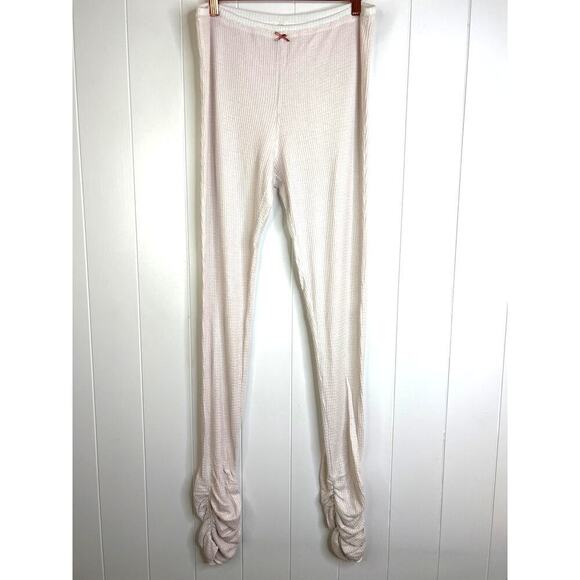 Intimately Free People Pale Pink Waffle Knit Ruched Leggings Size Large - Picture 2 of 8